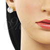 Oro Laminado Stud Earring, Gold Filled Style with White Cubic Zirconia, Polished, Golden Finish, 5.128.022