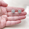 Oro Laminado Stud Earring, Gold Filled Style with White Cubic Zirconia, Polished, Golden Finish, 5.128.022