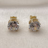 Oro Laminado Stud Earring, Gold Filled Style with White Cubic Zirconia, Polished, Golden Finish, 5.128.022