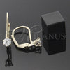 Oro Laminado Leverback Earring, Gold Filled Style with White Cubic Zirconia, Polished, Golden Finish, 5.128.099