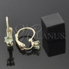 Oro Laminado Leverback Earring, Gold Filled Style with Light Green Cubic Zirconia, Polished, Golden Finish, 5.128.103