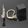 Oro Laminado Leverback Earring, Gold Filled Style with Rose Cubic Zirconia, Polished, Golden Finish, 5.128.105