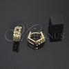 Oro Laminado Huggie Hoop, Gold Filled Style Ball Design, Polished, Golden Finish, 5.133.013