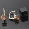 Oro Laminado Leverback Earring, Gold Filled Style with Orange Red Cubic Zirconia, Polished, Golden Finish, 5.128.082.1