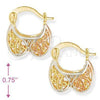 Oro Laminado Children Hoop, Gold Filled Style Diamond Cutting Finish, Tricolor, 5.146.032