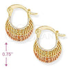 Oro Laminado Small Hoop, Gold Filled Style Filigree Design, Polished, Tricolor, 5.151.025