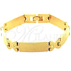 Oro Laminado Solid Bracelet, Gold Filled Style Hugs and Kisses Design, Polished, Golden Finish, 5.035.008.1 (08 MM Thickness, 8 Inches Length)