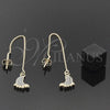 Oro Laminado Threader Earring, Gold Filled Style Feet Design, with White Micro Pave, Polished, Golden Finish, 02.65.2186