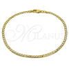 Oro Laminado Basic Anklet, Gold Filled Style Curb Design, Polished, Golden Finish, 5.222.007.10 (0.80 Gauge, 03 MM Thickness, 10 Inches Length)