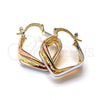 Oro Laminado Small Hoop, Gold Filled Style Spiral Design, Diamond Cutting Finish, Tricolor, 5.156.015