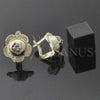 Oro Laminado Leverback Earring, Gold Filled Style Flower Design, with White Cubic Zirconia, Diamond Cutting Finish, Golden Finish, 5.127.051.2