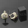 Oro Laminado Leverback Earring, Gold Filled Style with White Cubic Zirconia, Diamond Cutting Finish, Golden Finish, 5.127.046.2