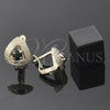 Oro Laminado Leverback Earring, Gold Filled Style Teardrop Design, with Black Cubic Zirconia, Diamond Cutting Finish, Golden Finish, 5.127.047.1