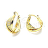 Oro Laminado Small Hoop, Gold Filled Style Twist Design, Diamond Cutting Finish, Golden Finish, 5.159.003