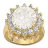 Oro Laminado Multi Stone Ring, Gold Filled Style Cluster Design, with White Cubic Zirconia, Polished, Golden Finish, 5.176.054.07 (Size 7)