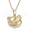 Oro Laminado Fancy Pendant, Gold Filled Style Eagle Design, Diamond Cutting Finish, Golden Finish, 5.180.003