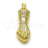 Oro Laminado Religious Pendant, Gold Filled Style Hand of God Design, Polished, Golden Finish, 5.182.017