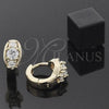 Oro Laminado Huggie Hoop, Gold Filled Style with White Cubic Zirconia, Polished, Golden Finish, 5.130.006.1