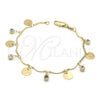 Oro Laminado Charm Bracelet, Gold Filled Style with White Cubic Zirconia, Diamond Cutting Finish, Golden Finish, 03.63.1065.07 (0.80 Gauge, 7 Inches Length)