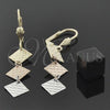 Oro Laminado Long Earring, Gold Filled Style Diamond Cutting Finish, Tricolor, 02.63.2154