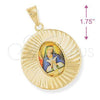 Oro Laminado Religious Pendant, Gold Filled Style Altagracia Design, Diamond Cutting Finish, Golden Finish, 5.193.010
