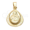 Oro Laminado Religious Pendant, Gold Filled Style Sagrado Corazon de Maria Design, Diamond Cutting Finish, Golden Finish, 5.199.011