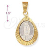 Oro Laminado Religious Pendant, Gold Filled Style San Lazaro Design, Diamond Cutting Finish, Two Tone, 5.199.018