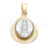 Oro Laminado Religious Pendant, Gold Filled Style San Lazaro Design, Diamond Cutting Finish, Two Tone, 5.199.018