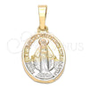 Oro Laminado Religious Pendant, Gold Filled Style Medalla Milagrosa Design, Diamond Cutting Finish, Tricolor, 5.199.032