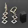 Oro Laminado Long Earring, Gold Filled Style Polished, Tricolor, 02.63.2162