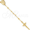Oro Laminado Medium Rosary, Gold Filled Style Divino Niño and Crucifix Design, Polished, Golden Finish, 5.204.006.24