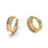 Oro Laminado Huggie Hoop, Gold Filled Style with White Cubic Zirconia, Polished, Golden Finish, 5.132.015