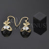 Oro Laminado Dangle Earring, Gold Filled Style Apple Design, with White Cubic Zirconia, Polished, Golden Finish, 02.171.0029