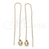 Oro Laminado Threader Earring, Gold Filled Style Heart Design, Polished, Golden Finish, 02.64.0579