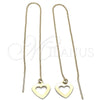 Oro Laminado Threader Earring, Gold Filled Style Heart Design, Polished, Golden Finish, 02.64.0542