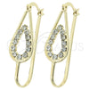 Oro Laminado Medium Hoop, Gold Filled Style Teardrop Design, with White Cubic Zirconia, Polished, Golden Finish, 5.152.017