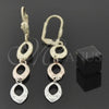 Oro Laminado Long Earring, Gold Filled Style Diamond Cutting Finish, Tricolor, 02.63.2167