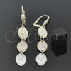 Oro Laminado Long Earring, Gold Filled Style Diamond Cutting Finish, Tricolor, 02.63.2172