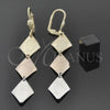 Oro Laminado Long Earring, Gold Filled Style Polished, Tricolor, 02.63.2173