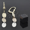 Oro Laminado Long Earring, Gold Filled Style Brushed Finish, Tricolor, 02.63.2188