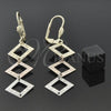 Oro Laminado Long Earring, Gold Filled Style Diamond Cutting Finish, Tricolor, 02.63.2190