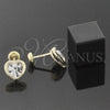 Oro Laminado Stud Earring, Gold Filled Style Heart Design, with Garnet Crystal, Polished, Golden Finish, 02.09.0028