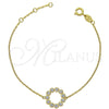 Oro Laminado Fancy Bracelet, Gold Filled Style with White Micro Pave, Polished, Golden Finish, 03.91.0021 (0.35 Gauge, 01 MM Thickness, 7 Inches Length)