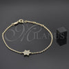 Oro Laminado Fancy Bracelet, Gold Filled Style Star and Rolo Design, with White Micro Pave, Polished, Golden Finish, 03.91.0029 (7 Inches Length)