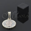 Oro Laminado Religious Pendant, Gold Filled Style Jesus Design, Diamond Cutting Finish, Tricolor, 05.163.0040.1
