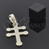 Oro Laminado Religious Pendant, Gold Filled Style Cross Design, Polished, Golden Finish, 05.163.0041
