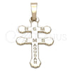 Oro Laminado Religious Pendant, Gold Filled Style Cross Design, Polished, Golden Finish, 05.163.0041