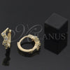 Oro Laminado Huggie Hoop, Gold Filled Style with White Cubic Zirconia, Polished, Golden Finish, 02.165.0003