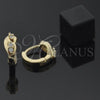 Oro Laminado Huggie Hoop, Gold Filled Style with White Cubic Zirconia, Polished, Golden Finish, 02.165.0014