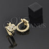 Oro Laminado Huggie Hoop, Gold Filled Style Apple Design, with White Cubic Zirconia, Polished, Golden Finish, 02.165.0038
